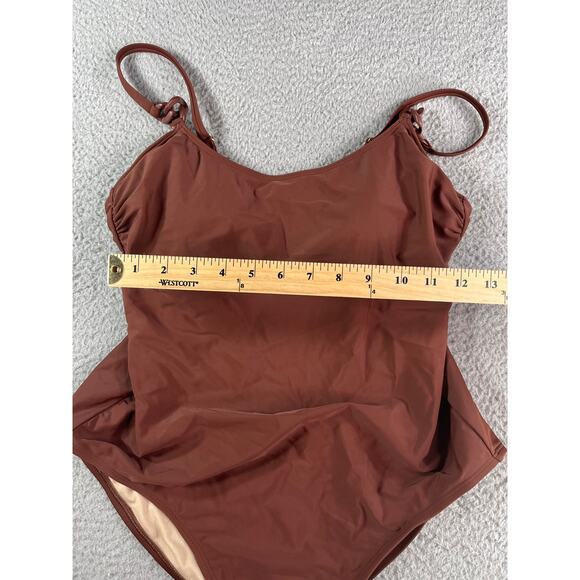 Kona Sol Swimsuit Women Large Brown Padded Accent One Piece Medium Coverage NWOT - Picture 3 of 11
